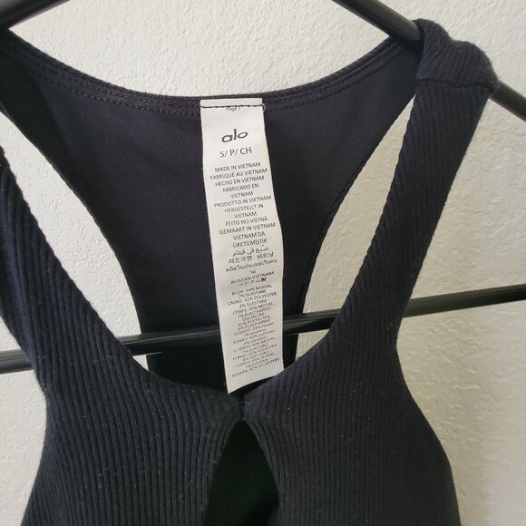 Alo Ribbed Mesmerize Bra Tank S Black - Picture 8 of 9
